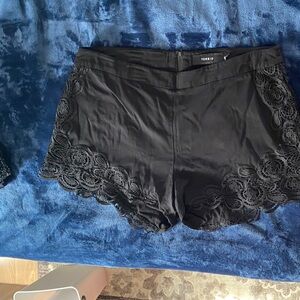 Torrid Black Lace Trim Shorts - zipper back